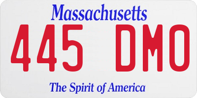 MA license plate 445DM0