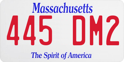 MA license plate 445DM2