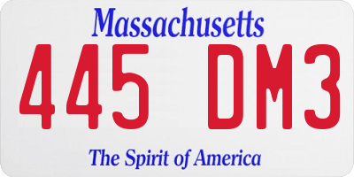 MA license plate 445DM3