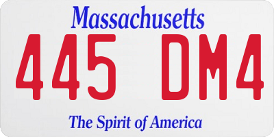 MA license plate 445DM4