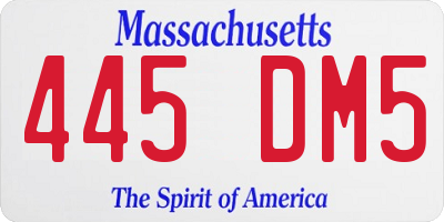 MA license plate 445DM5