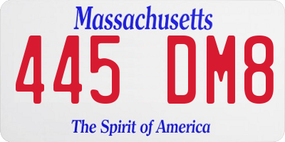 MA license plate 445DM8