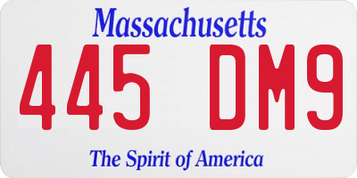 MA license plate 445DM9
