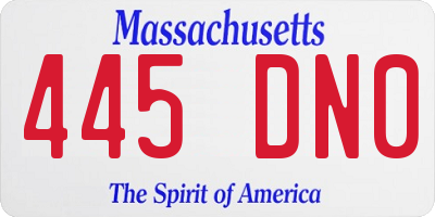 MA license plate 445DN0