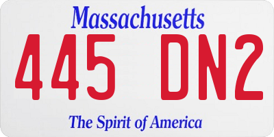 MA license plate 445DN2