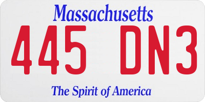 MA license plate 445DN3