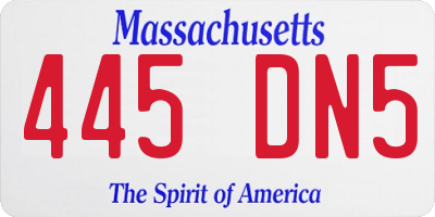 MA license plate 445DN5