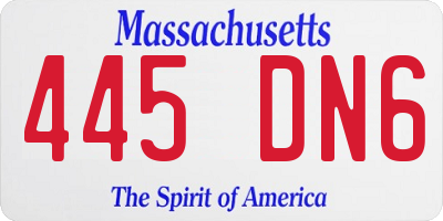 MA license plate 445DN6