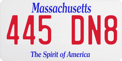 MA license plate 445DN8