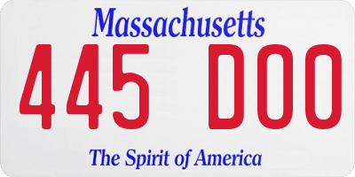 MA license plate 445DO0
