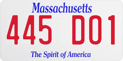 MA license plate 445DO1