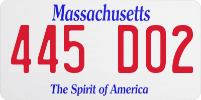MA license plate 445DO2