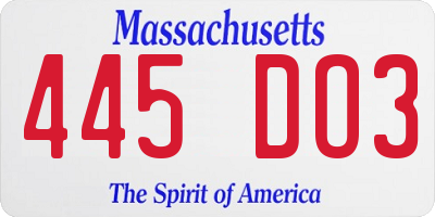 MA license plate 445DO3