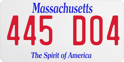 MA license plate 445DO4