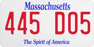 MA license plate 445DO5