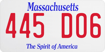 MA license plate 445DO6