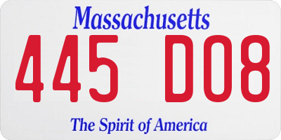 MA license plate 445DO8