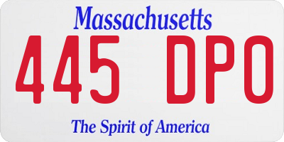 MA license plate 445DP0