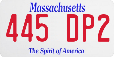 MA license plate 445DP2