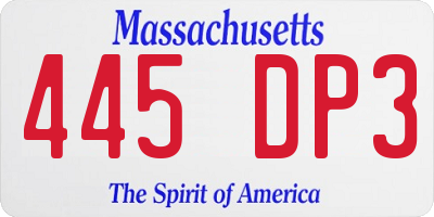 MA license plate 445DP3