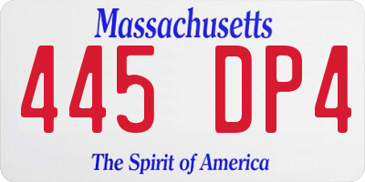 MA license plate 445DP4