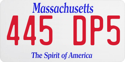 MA license plate 445DP5