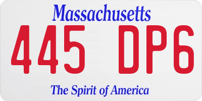 MA license plate 445DP6