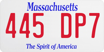 MA license plate 445DP7