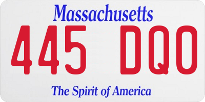 MA license plate 445DQ0
