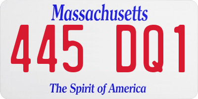 MA license plate 445DQ1