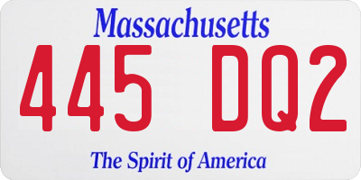 MA license plate 445DQ2