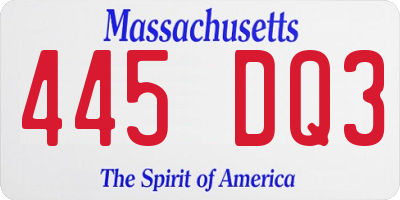 MA license plate 445DQ3