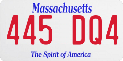 MA license plate 445DQ4