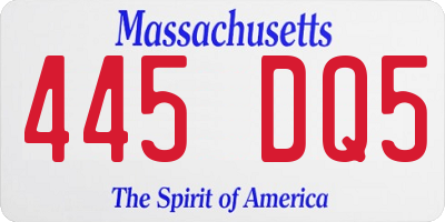 MA license plate 445DQ5