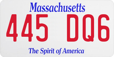 MA license plate 445DQ6