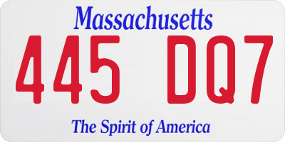 MA license plate 445DQ7