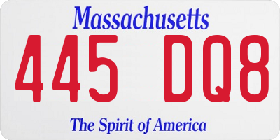 MA license plate 445DQ8
