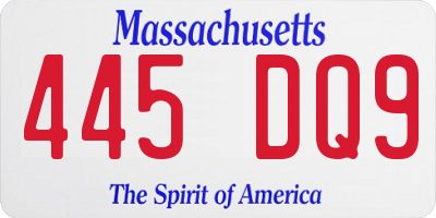MA license plate 445DQ9