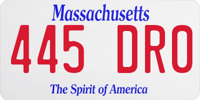 MA license plate 445DR0
