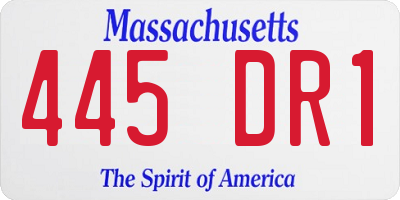 MA license plate 445DR1
