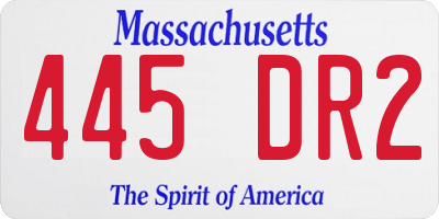 MA license plate 445DR2