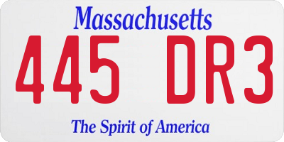 MA license plate 445DR3