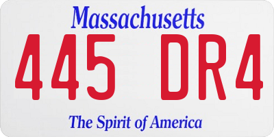 MA license plate 445DR4