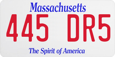 MA license plate 445DR5