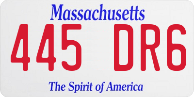 MA license plate 445DR6