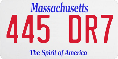 MA license plate 445DR7