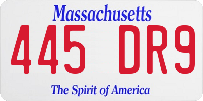 MA license plate 445DR9