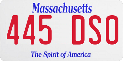 MA license plate 445DS0
