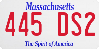 MA license plate 445DS2