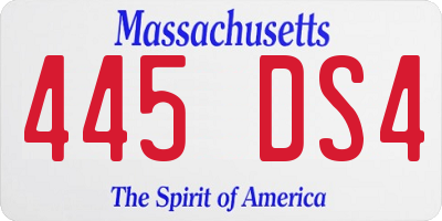 MA license plate 445DS4